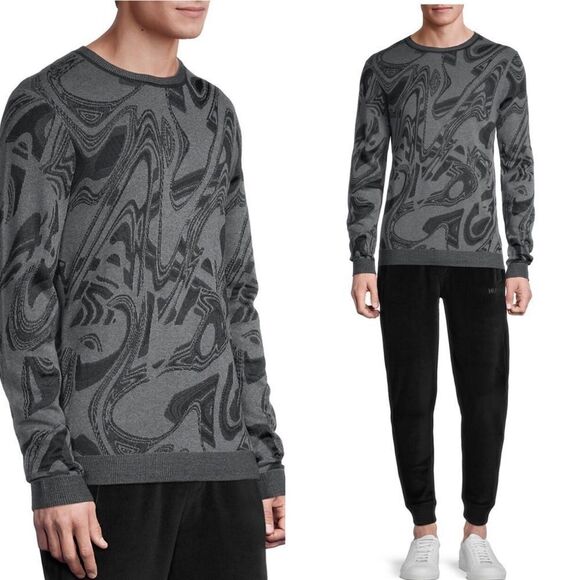 HUGO BOSS REGULAR-FIT SWEATER WITH JACQUARD-KNITTED GLITCH PATTERN XXL - Picture 3 of 9